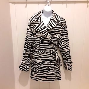 Outerwear by Lisa zebra print trench jacket